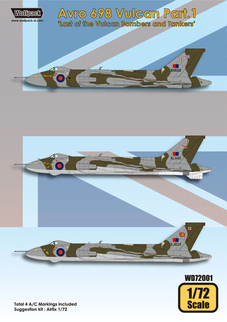 Wolfpack 1/72 scale decal Avro 698 Vulcan Pt.1 for Airfix - WD72001 Wolfpack 1/72 scale decal Avro 698 Vulcan Pt.1 for Airfix - WD72001