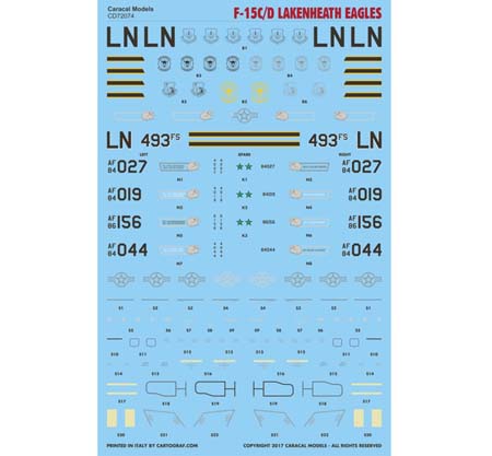 Caracal 1/72 decal CD72074 F-15C/D Lakenheath Eagles Caracal 1/72 decal CD72074 F-15C/D Lakenheath Eagles